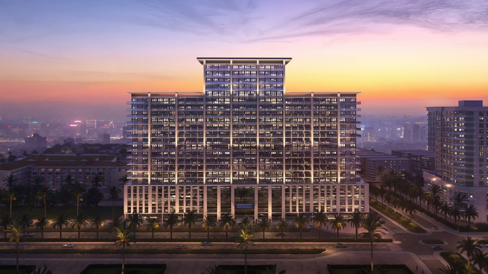 Binghatti Amberhall — Jumeirah Village Circle aerial view