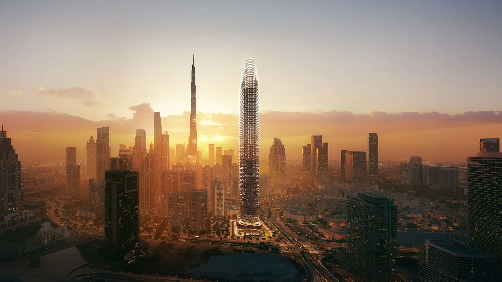 Binghatti Skyblade — Downtown Dubai aerial view